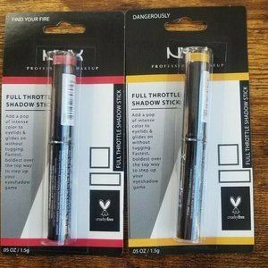 2 NYX Full Throttle Shadow Eyeshadow Stick Dangerously & Find Your Fire